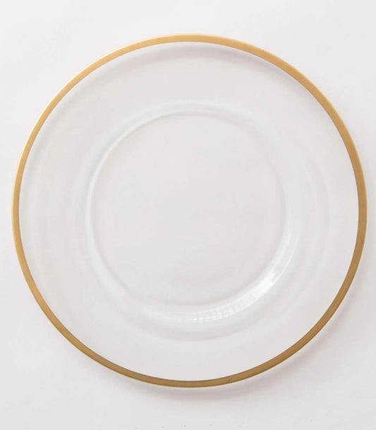 Brotteller Glas mit Gold Rand 16cm