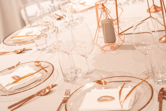 Glasplatzteller mit Rosegold 33cm