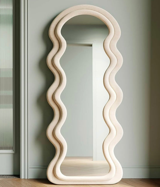 Spiegel Wave Weiß Samt zum Beschriften 160x 60cm