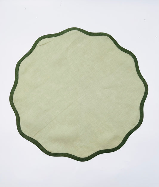 Platzdecke/Serviette Leinenstoff Olive 40cm
