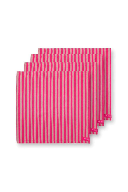 Stoffserviette 40x40cm Strips Pink-Beige
