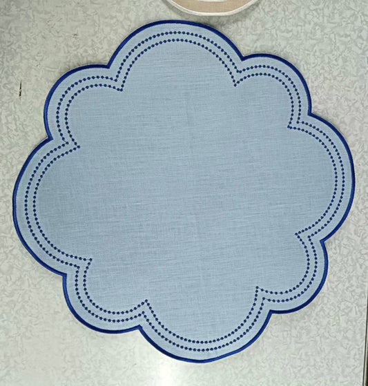 Platzdecke/Serviette Leinenstoff 40cm Blau