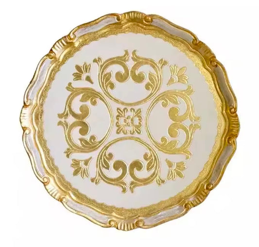 Platzteller Venedig 33cm Gold-Weiß