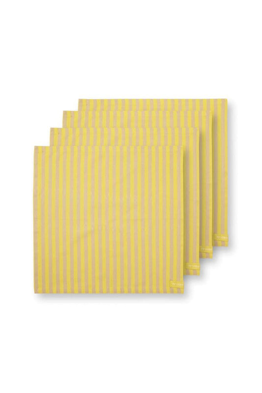 Stoffserviette 40x40cm Strips Gelb-Beige