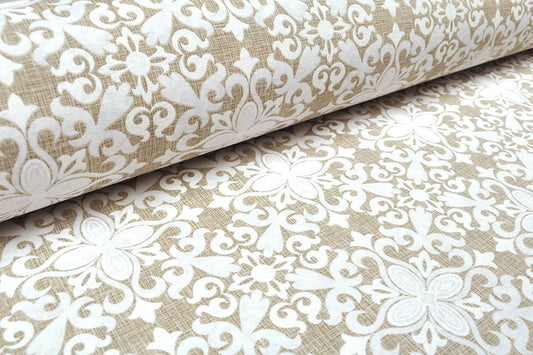 Tischdecke Muster Ornamente Leinen 3mx2,80m