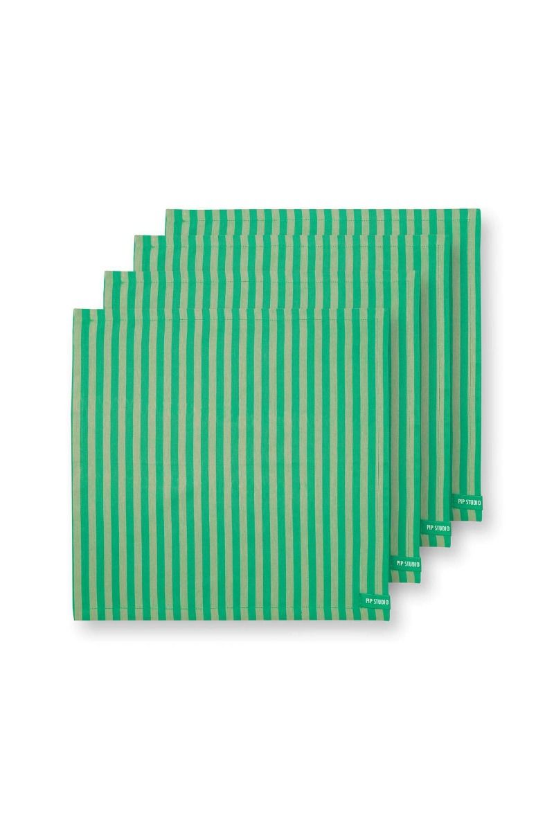 Stoffserviette 40x40cm Strips Olive-Grün (in echt sanftere Farben)